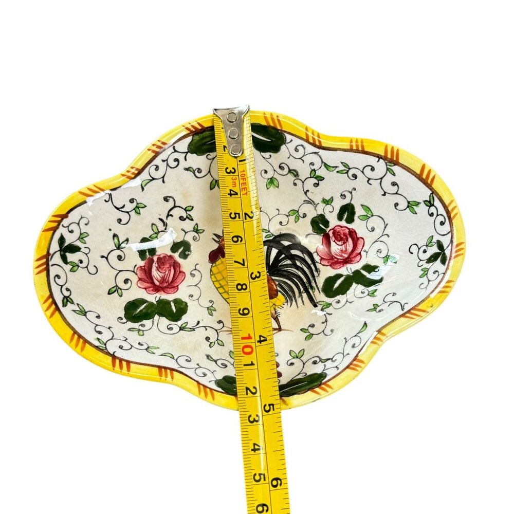Vintage Ucagco Rooster, Roses Dish Early Provincial Underglaze Decorative Plate - Picture 8 of 14